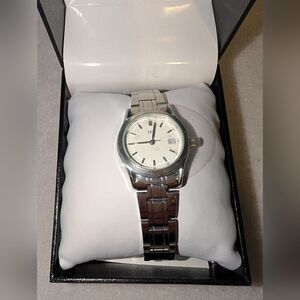 NWOT TFX by Bulova Ladies Silver Tone Analog Watch Base Metal Bezel NIB